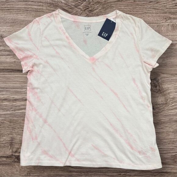 Gap XL Tall Pink Tie-Dye V-Neck T-Shirt Organic Cotton Hand-Dyed Women’s Tee - Picture 1 of 11